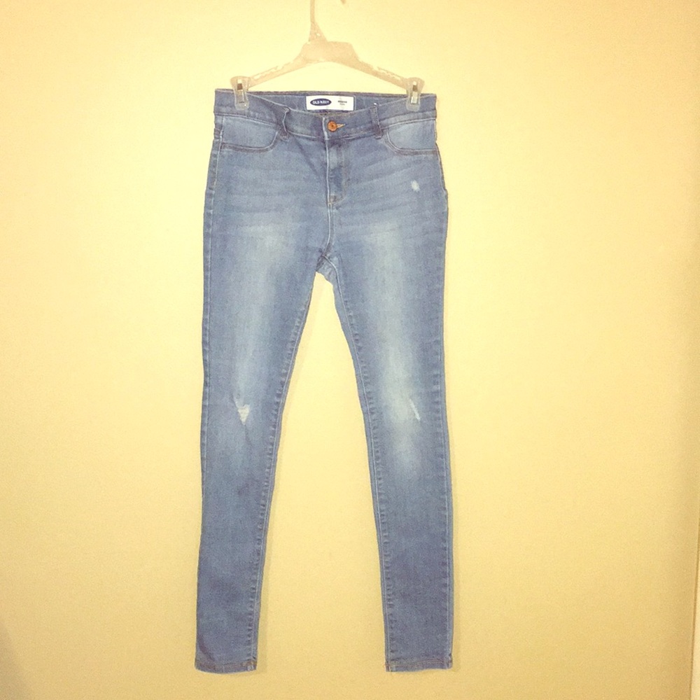 Old navy light skinny Rockstar jeggings Light rips